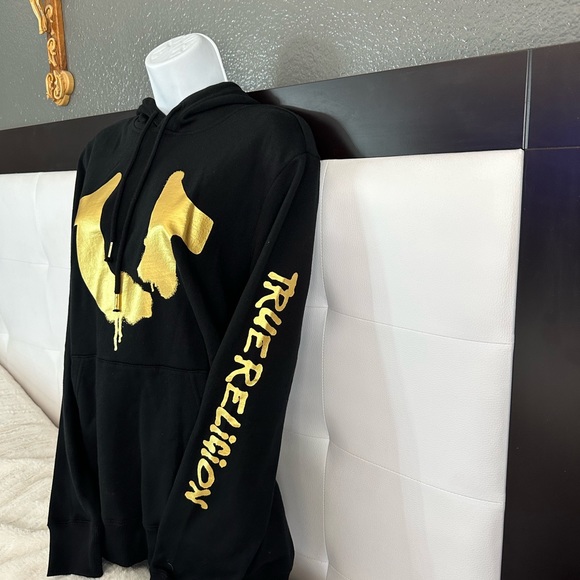 True Religion Black Graffiti Hoodie black and gold Small - Picture 13 of 16